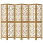vidaXL Biombo separador de 6 paneles madera maciza paulownia marrón vidaXL Biombo separador de 6 paneles madera maciza paulownia marrón