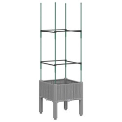 vidaXL Jardinera con enrejado PP gris claro 40x40x142,5 cm