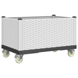 vidaXL Jardinera con ruedas PP blanco 80x50x54 cm