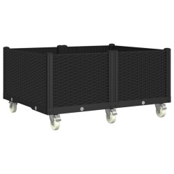 vidaXL Jardinera con ruedas PP negro 100x80x54 cm