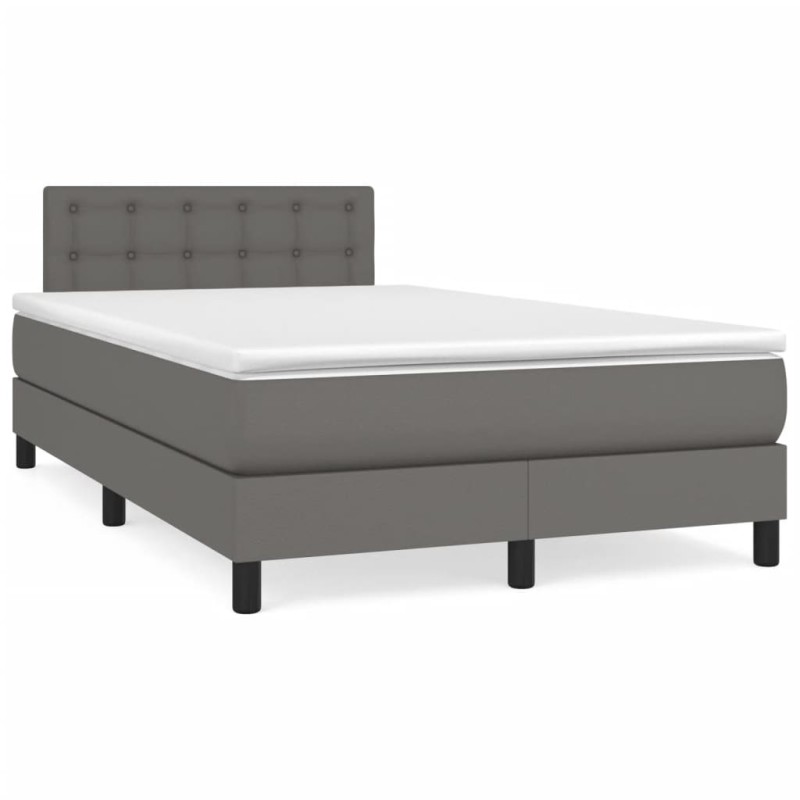 vidaXL Cama box spring con colchón cuero sintético gris 120x190 cm