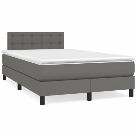 vidaXL Cama box spring con colchón cuero sintético gris 120x190 cm