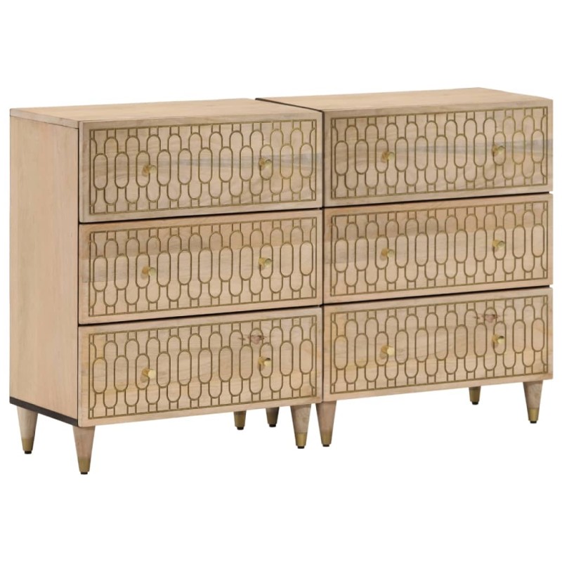 vidaXL Aparador 2 piezas madera maciza de mango 60x33x75 cm vidaXL Aparador 2 piezas madera maciza de mango 60x33x75 cm