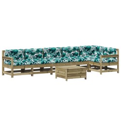vidaXL Juego de muebles jardín 7 pzas y cojines madera pino impregnada