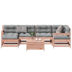 vidaXL Juego de muebles jardín 7 pzas y cojines madera abeto Douglas