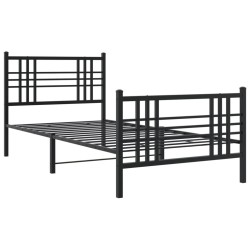 vidaXL Estructura de cama con cabecero y estribo metal negro 90x200 cm