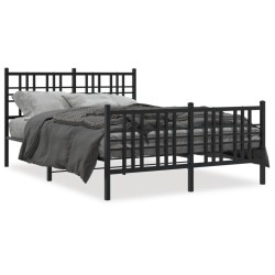 vidaXL Estructura de cama cabecero y estribo metal negro 120x200 cm