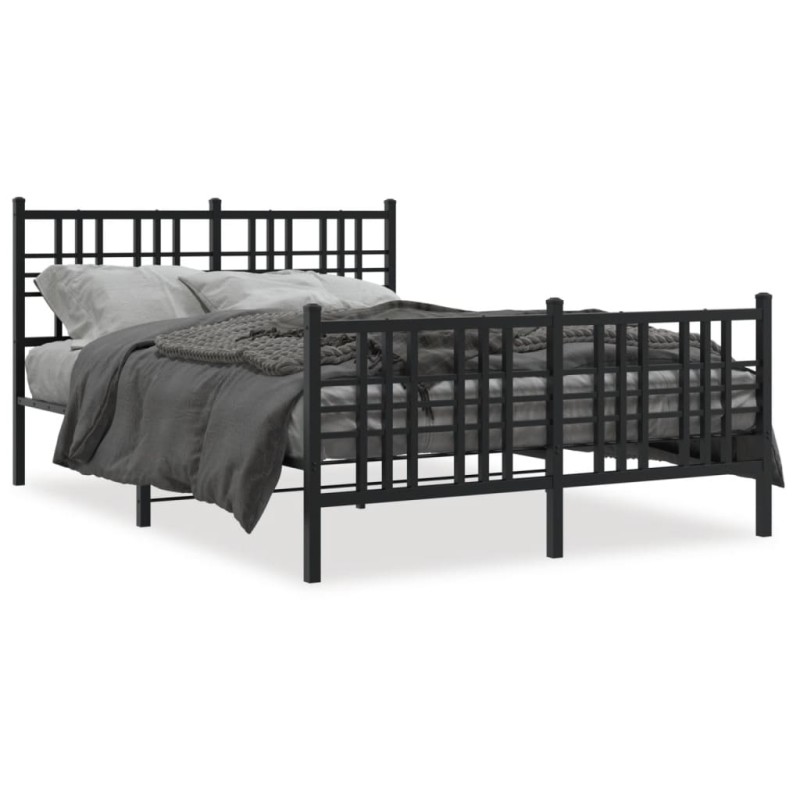 vidaXL Estructura de cama cabecero y estribo metal negro 120x200 cm vidaXL Estructura de cama cabecero y estribo metal negro 120x200 cm