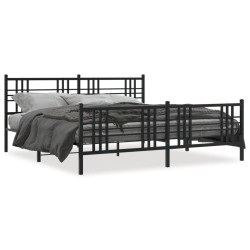 vidaXL Estructura de cama cabecero y estribo metal negro 200x200 cm