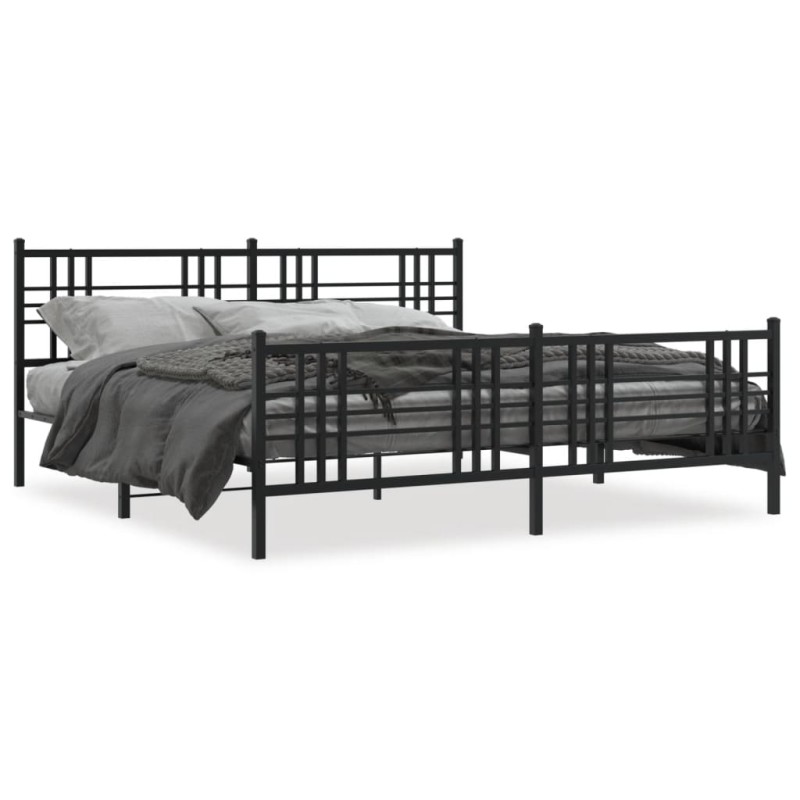 vidaXL Estructura de cama cabecero y estribo metal negro 200x200 cm vidaXL Estructura de cama cabecero y estribo metal negro 200x200 cm