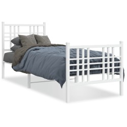 vidaXL Estructura cama metal con cabecero y pie cama blanca 80x200 cm