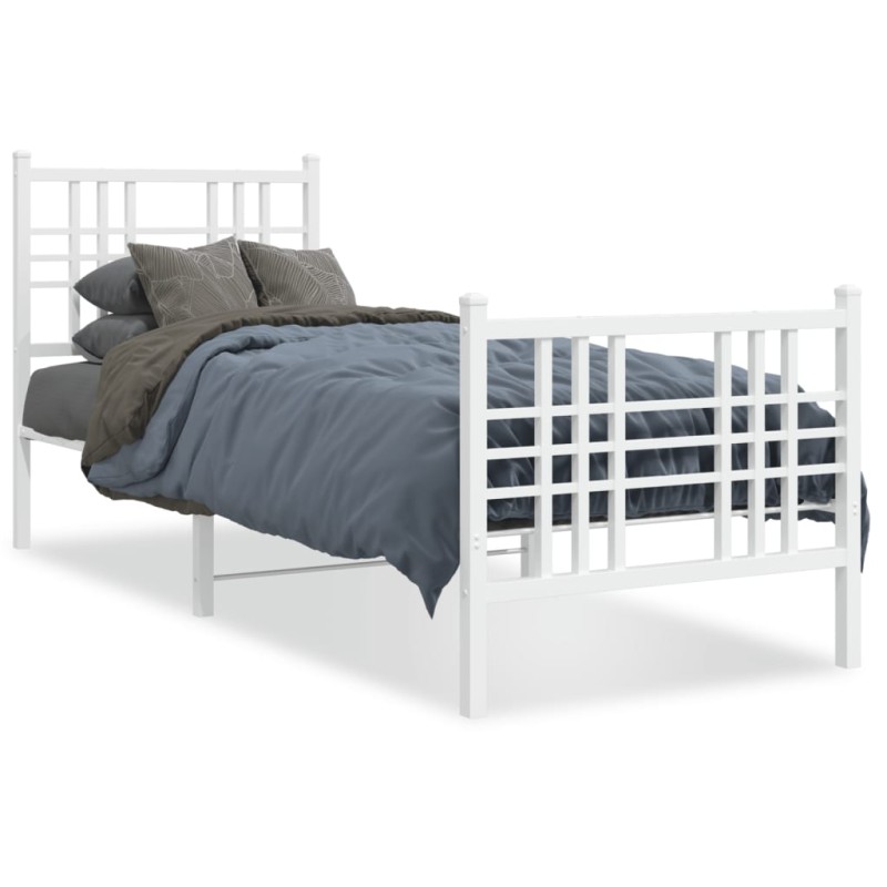 vidaXL Estructura cama metal con cabecero y pie cama blanca 80x200 cm vidaXL Estructura cama metal con cabecero y pie cama blanca 80x200 cm