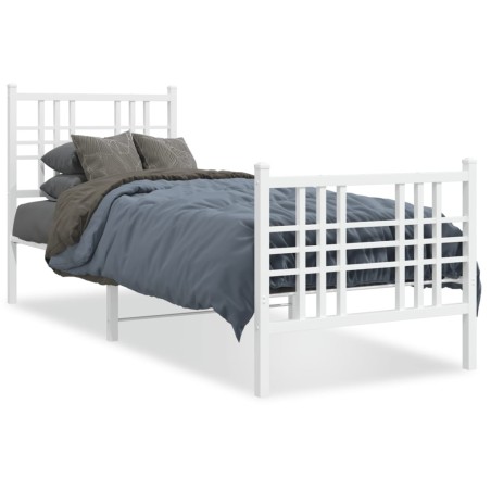 vidaXL Estructura cama metal con cabecero y pie cama blanca 80x200 cm