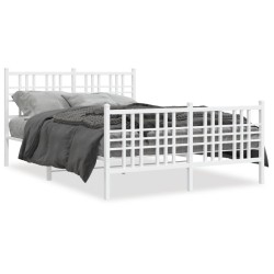 vidaXL Estructura cama metal con cabecero y estribo blanco 120x200 cm