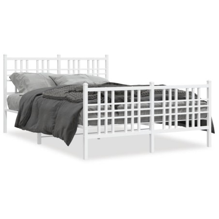 vidaXL Estructura cama metal con cabecero y estribo blanco 120x200 cm