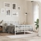 vidaXL Estructura cama metal con cabecero y estribo blanco 120x200 cm vidaXL Estructura cama metal con cabecero y estribo blanco 120x200 cm