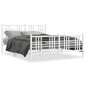 vidaXL Estructura cama metal con cabecero y estribo blanco 160x200 cm vidaXL Estructura cama metal con cabecero y estribo blanco 160x200 cm