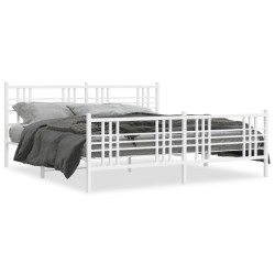 vidaXL Estructura cama metal con cabecero y pie cama blanco 183x213 cm