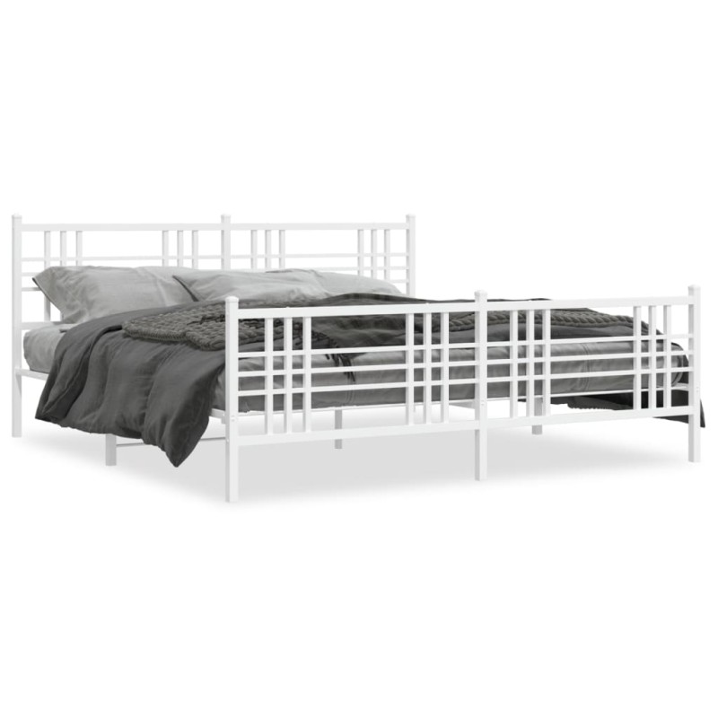 vidaXL Estructura cama metal con cabecero y pie cama blanco 183x213 cm vidaXL Estructura cama metal con cabecero y pie cama blanco 183x213 cm