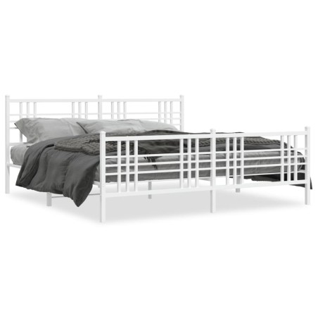vidaXL Estructura cama metal con cabecero y pie cama blanco 183x213 cm