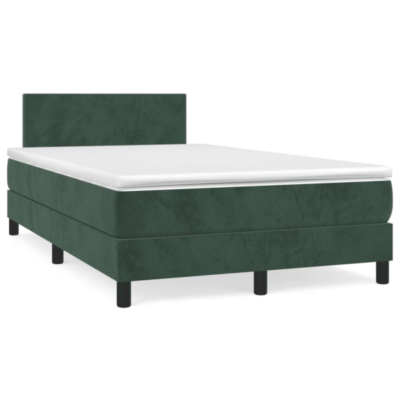 vidaXL Cama box spring con colchón terciopelo verde oscuro 120x190 cm vidaXL Cama box spring con colchón terciopelo verde oscuro 120x190 cm