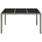 vidaXL Mesa de jardín superficie de vidrio ratán PE gris 150x90x75 cm vidaXL Mesa de jardín superficie de vidrio ratán PE gris 150x90x75 cm