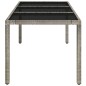 vidaXL Mesa de jardín superficie de vidrio ratán PE gris 150x90x75 cm vidaXL Mesa de jardín superficie de vidrio ratán PE gris 150x90x75 cm