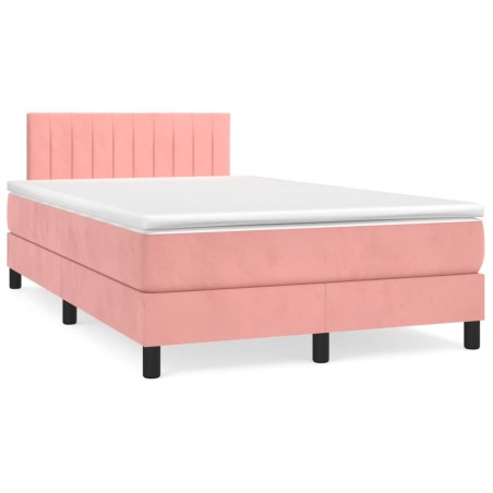 vidaXL Cama box spring con colchón terciopelo rosa 120x190 cm
