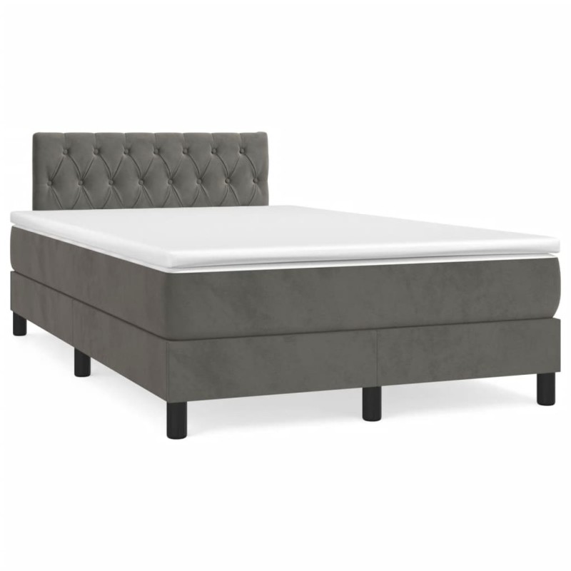 vidaXL Cama box spring con colchón terciopelo gris oscuro 120x190 cm vidaXL Cama box spring con colchón terciopelo gris oscuro 120x190 cm
