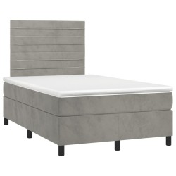 vidaXL Cama box spring con colchón terciopelo gris claro 120x190 cm