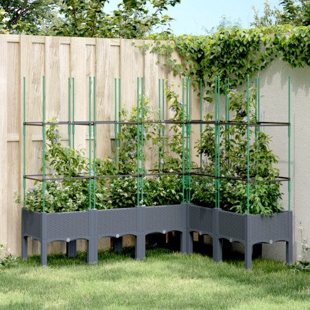 vidaXL Jardinera con enrejado PP gris 160x120x142,5 cm