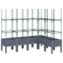 vidaXL Jardinera con enrejado PP gris 160x120x142,5 cm