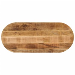 vidaXL Tablero de mesa ovalado madera maciza mango rugosa 110x50x3,8cm