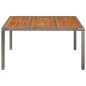 vidaXL Mesa de jardín superficie de madera ratán PE gris 150x90x75 cm vidaXL Mesa de jardín superficie de madera ratán PE gris 150x90x75 cm
