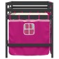 vidaXL Cama alta para niños con cortinas madera pino rosa 90x200 cm