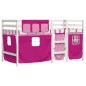 vidaXL Cama alta para niños con cortinas madera pino rosa 90x190 cm vidaXL Cama alta para niños con cortinas madera pino rosa 90x190 cm