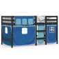 vidaXL Cama alta para niños con cortinas madera pino azul 90x190 cm