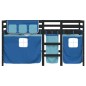 vidaXL Cama alta para niños con cortinas madera pino azul 90x190 cm