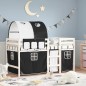 vidaXL Cama alta niños con túnel madera pino blanco negro 80x200 cm