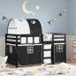 vidaXL Cama alta niños con túnel madera pino blanco negro 90x200 cm vidaXL Cama alta niños con túnel madera pino blanco negro 90x200 cm