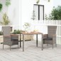 vidaXL Mesa de jardín ratán PE gris y superficie madera maciza acacia vidaXL Mesa de jardín ratán PE gris y superficie madera maciza acacia