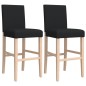 vidaXL Taburetes altos 2 uds madera maciza de caucho y tela vidaXL Taburetes altos 2 uds madera maciza de caucho y tela