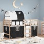vidaXL Cama alta niños con túnel madera pino blanco negro 90x200 cm vidaXL Cama alta niños con túnel madera pino blanco negro 90x200 cm
