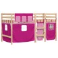 vidaXL Cama alta para niños con cortinas madera pino rosa 80x200 cm vidaXL Cama alta para niños con cortinas madera pino rosa 80x200 cm