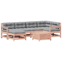 vidaXL Juego de muebles jardín 7 pzas y cojines madera abeto Douglas