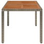 vidaXL Mesa de jardín superficie de madera ratán PE gris 90x90x75 cm vidaXL Mesa de jardín superficie de madera ratán PE gris 90x90x75 cm