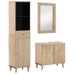 vidaXL Conjunto de muebles de baño 3 piezas madera maciza de mango
