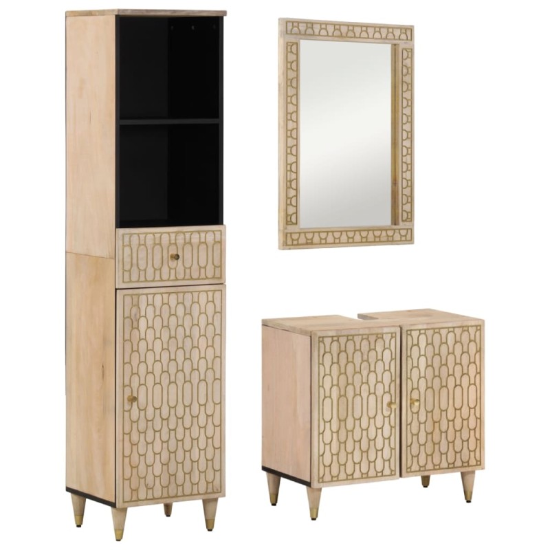 vidaXL Conjunto de muebles de baño 3 piezas madera maciza de mango vidaXL Conjunto de muebles de baño 3 piezas madera maciza de mango