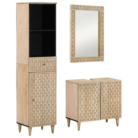vidaXL Conjunto de muebles de baño 3 piezas madera maciza de mango