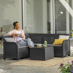 Keter Mesa de jardín con almacenaje Rosalie color grafito